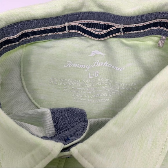 Tommy Bahama Men's Large Polo Short Sleeve Shirt Light Heather Green - Picture 9 of 15